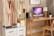Clothes Rail with Drawers for Bedroom, with 4 White Fabric Drawers, 4 Side Hooks and Metal Frame 30D x 80W x 172H cm