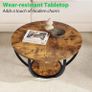 28" Round Coffee Table with Storage,2 Tier Wood Ac Image 4