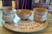 Nicholas Mosse REDUCED.  new lavender 4 piece set . Round platter , large mug , creamer and sugar bowl
