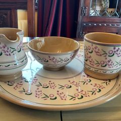 Nicholas Mosse REDUCED.  new lavender 4 piece set . Round platter , large mug , creamer and sugar bowl