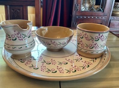Nicholas Mosse REDUCED.  new lavender 4 piece set . Round platter , large mug , creamer and sugar bowl