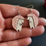 Cute Hedgehog Drop Earrings Mixed Metal Woodland Jewelry Image 4