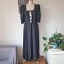 VINTAGE Portrait of a Lady on Fire black linen dress mother of pearl buttons full dirndl skirt 18th-century Made in Austria M medium Image 2