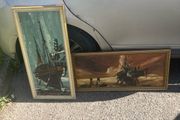 Bill hawkes artist 1960s 1970s signed framed oil paintings free postage
