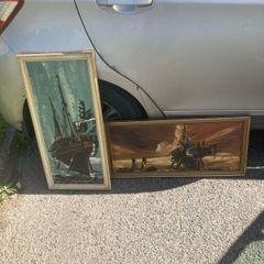 Bill hawkes artist 1960s 1970s signed framed oil paintings free postage