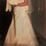 Mon Cheri champagne satin lace wedding dress champagne size 10 Image 5