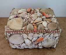 Antique shell art jewellery box