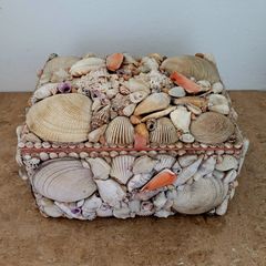 Antique shell art jewellery box