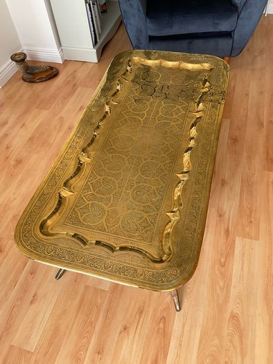Stunning vintage antique brass folding coffee table