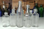 476 - Set of 5 Vintage Clear Glass Cork Screw Top Collectible Decorative Bottles