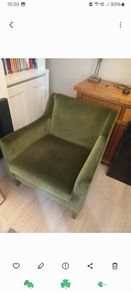 Green velvet plush armchair, D18 Cabinteely