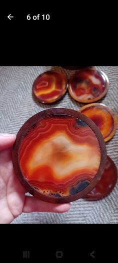 Mid century natural agate coaster set hardwood