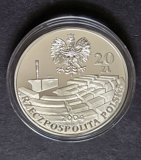 Poland Silver 20 Zloty 2004 15th Anniversary of the polish Senate Amber Inset