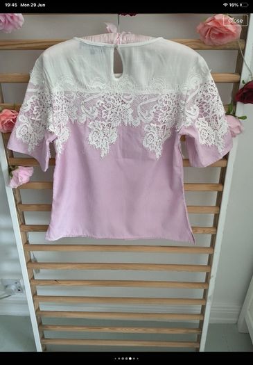 short sleeve pink & white top uk size 8 rant & rave brand