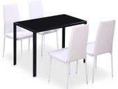 5 Piece Dining Table Set Black and White