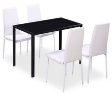 5 Piece Dining Table Set Black and White