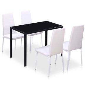 5 Piece Dining Table Set Black and White