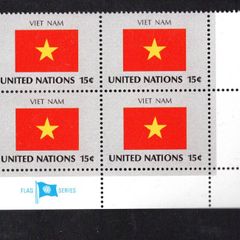 1980 United Nations New York Vietnam National Flag (part of flag series) Block of 4 Mint Never Hinged (MNH)