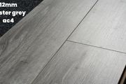 Oyster grey Laminated flooring - 12mm thick -  narrow plank