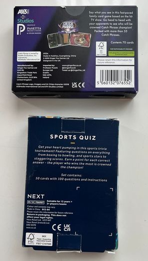 Bundle of Card Games- Catch Phrase and Sports Quiz