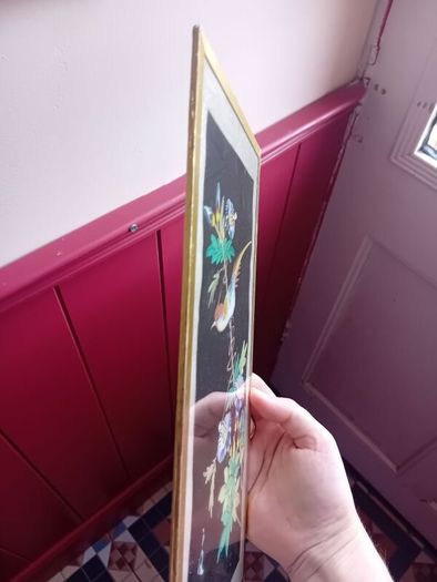 A Pair of mid century painted silk panels