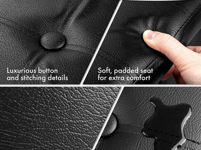 Faux Leather 76x38x38cm Black Ottoman Foldable Storage Boxes Seat Foot Stool Storage Box with Lids for Kids Toys, Bedroom, Hallway, Living Room (FREE POSTAGE)