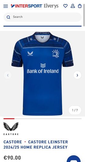 Castore Leinster rugby Jersey size L brand new