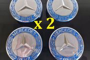 (x 2 sets) Mercedes Centre Caps (Light Blue) FREE POST