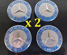 (x 2 sets) Mercedes Centre Caps (Light Blue) FREE POST