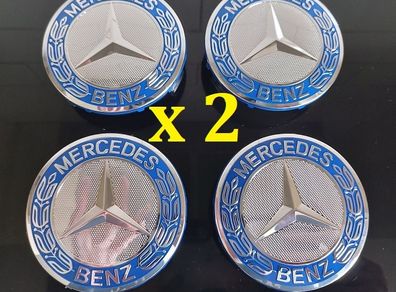(x 2 sets) Mercedes Centre Caps (Light Blue) FREE POST