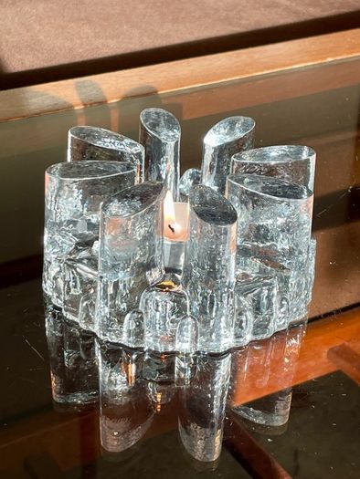 Vintage 1960s Georgshutte Art Glass Votive Candle Holder Trivet Dish Warmer
