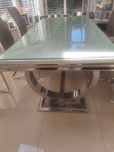 Marble top dining table with 6 chairs
