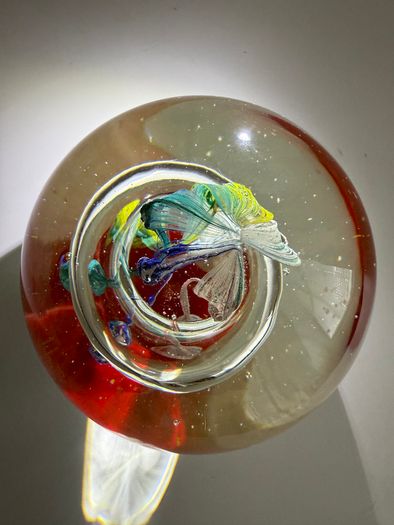 Vintage Art Glass Basket Bowl - Hand Blown