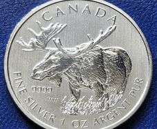 2012 Canada 5 Dollar Silver Moose  1oz Wildlife Series