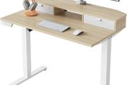 Standing Desk with Fabric Drawers, 100x60cm, Natural 2 Drawers, C-Clamp Compatible, 4 Memory Presets, 72-118cm Height Range, Multiple Sizes &amp; Colors, Durable Steel Frame.