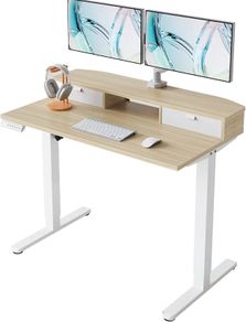 Standing Desk with Fabric Drawers, 100x60cm, Natural 2 Drawers, C-Clamp Compatible, 4 Memory Presets, 72-118cm Height Range, Multiple Sizes & Colors, Durable Steel Frame.