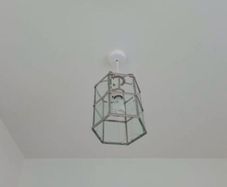 2 Chrome glass panel chandeliers both for 30 euro.