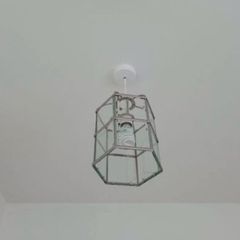 2 Chrome glass panel chandeliers both for 30 euro.