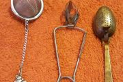 vintage and modern tea strainers