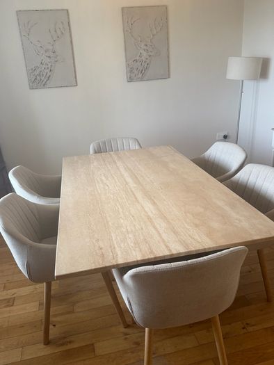 Travertine Dining Table and 6 Chairs