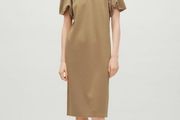 COS Asymmetric Sleeves Midi Mocha Dress