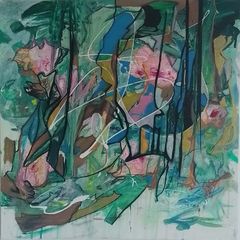 Original Painting Original Floral in Abstract Landscape Pondscape Irish Art
