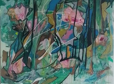 Original Painting Original Floral in Abstract Landscape Pondscape Irish Art