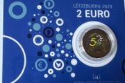 Luxembourg 2 Euro Commemorative Coloured Coin 2025 - The Schuman Declaration. BU. Coincard