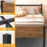 Single Bed Frames with Wood Headboard 31.5cm Metal Platform Bed Frame with Storage Sturdy Non-Slip Without Noise No Box Spring Needed Black & Rustic Brown Image 7