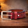 Premium Embossed Genuine Leather Belt Stylish Vintage Designer Belt Durable Formal & Casual Waist Belt Image 8