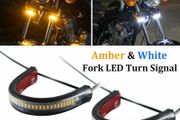 2Pcs 12V LED Ring Fork Strip Lamp Flashing Blinker Motorcycle Turn Signal Light &amp; DRL Amber White Moto Flasher Auto Accessories