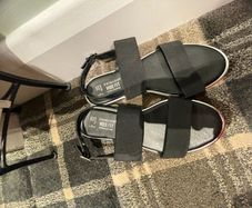 Flat black sandals wide fit