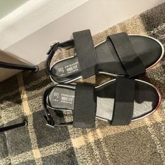 Flat black sandals wide fit