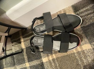 Flat black sandals wide fit